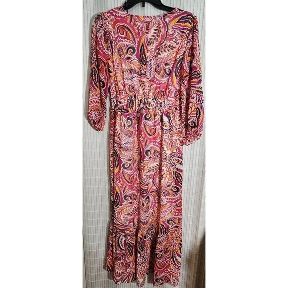 Nina Leonard Chiffon Dress For Women Size Small Lined 3/4 Sleve - Picture 4 of 12